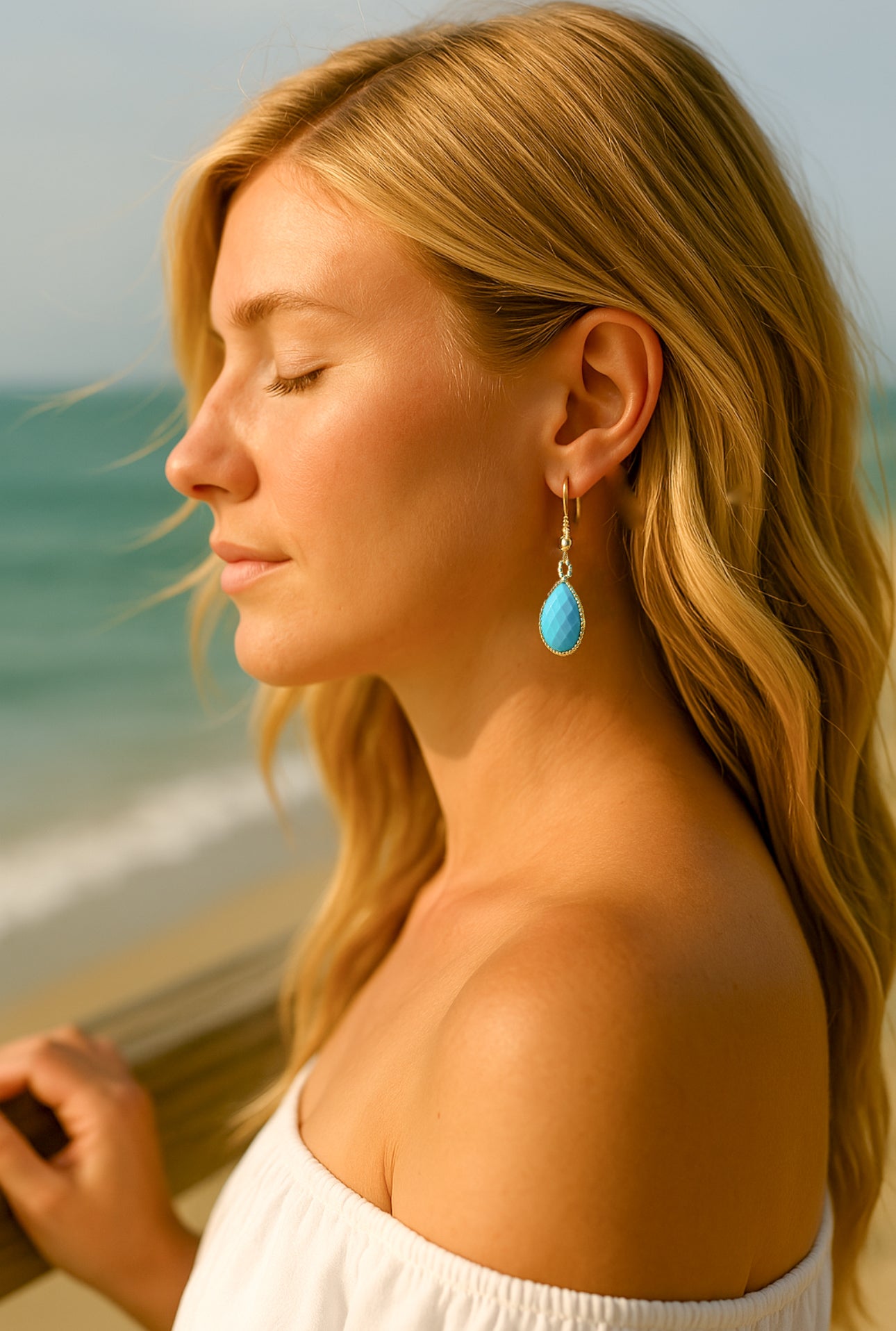 Turquoise Teardrop Drop Earrings- Vacation Ready Look