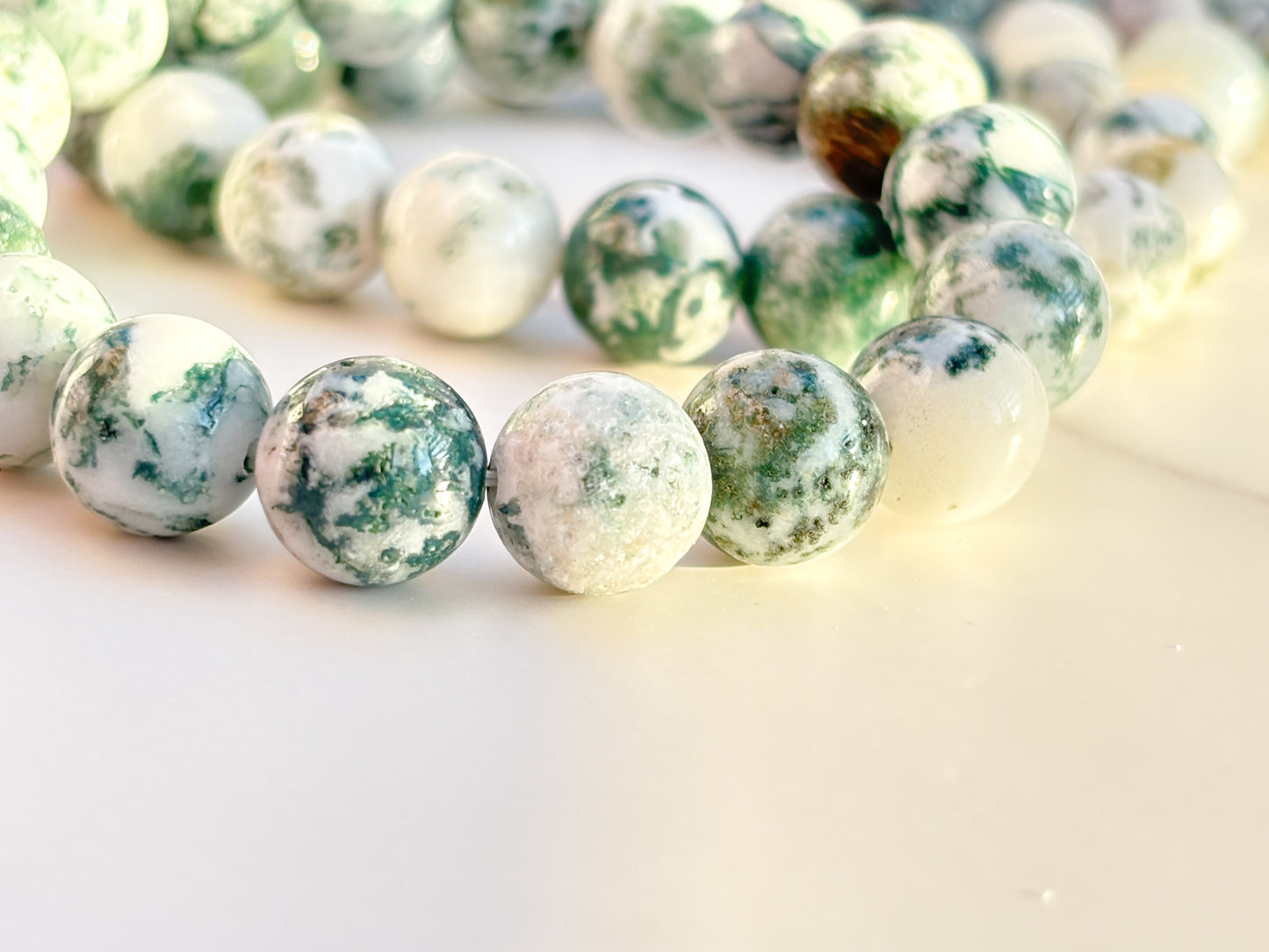 Tree Agate 10mm Bracelet — Crystal for Grounding, Peace & Emotional Balance