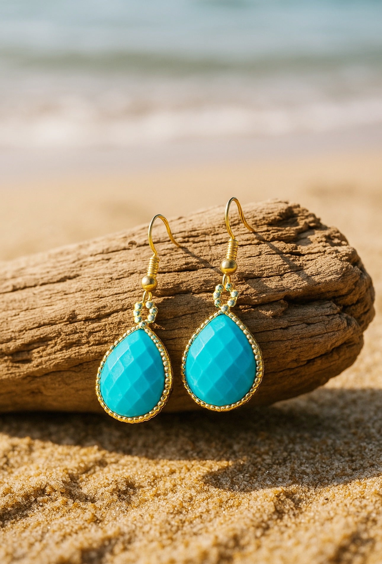 Turquoise Teardrop Drop Earrings- Vacation Ready Look