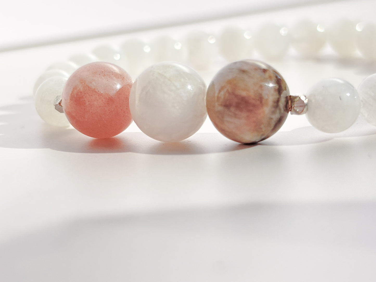 Tri-Color Moonstone Bracelet – 7”
Feminine Energy • Intuition • Emotional Harmony