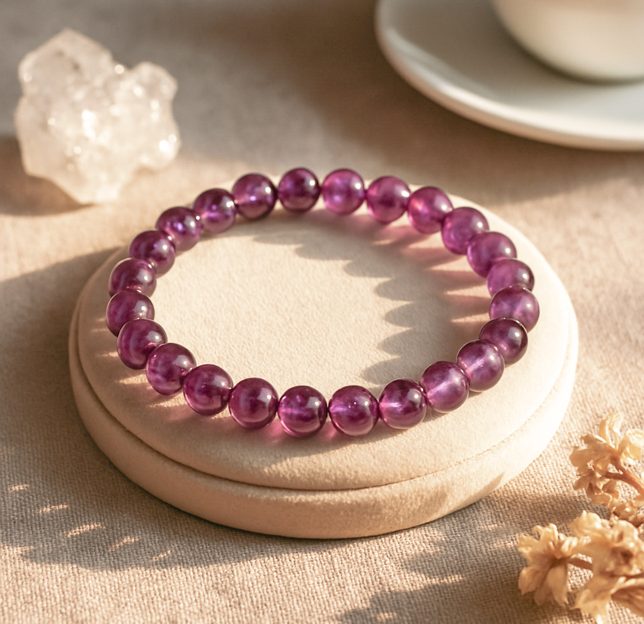 Zambian Deep Amethyst Bracelet - Level 1 (AAA Grade) Natural Deep Violet Bracelet, High-Vibration Crown Chakra, Smooth Finish