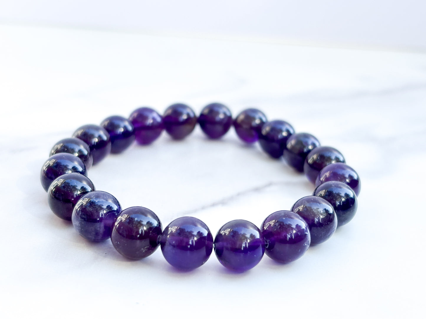 Natural (Not Dyed) Zambian Amethyst Bracelet 7” – Natural Deep Purple Crystal Healing Jewelry
