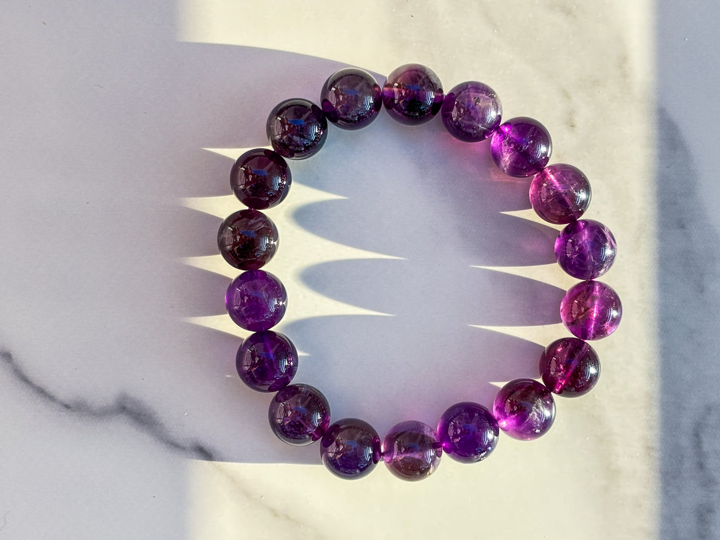 Zambian Deep Amethyst Bracelet - Level 1 (AAA Grade) Natural Deep Violet Bracelet, High-Vibration Crown Chakra, Smooth Finish