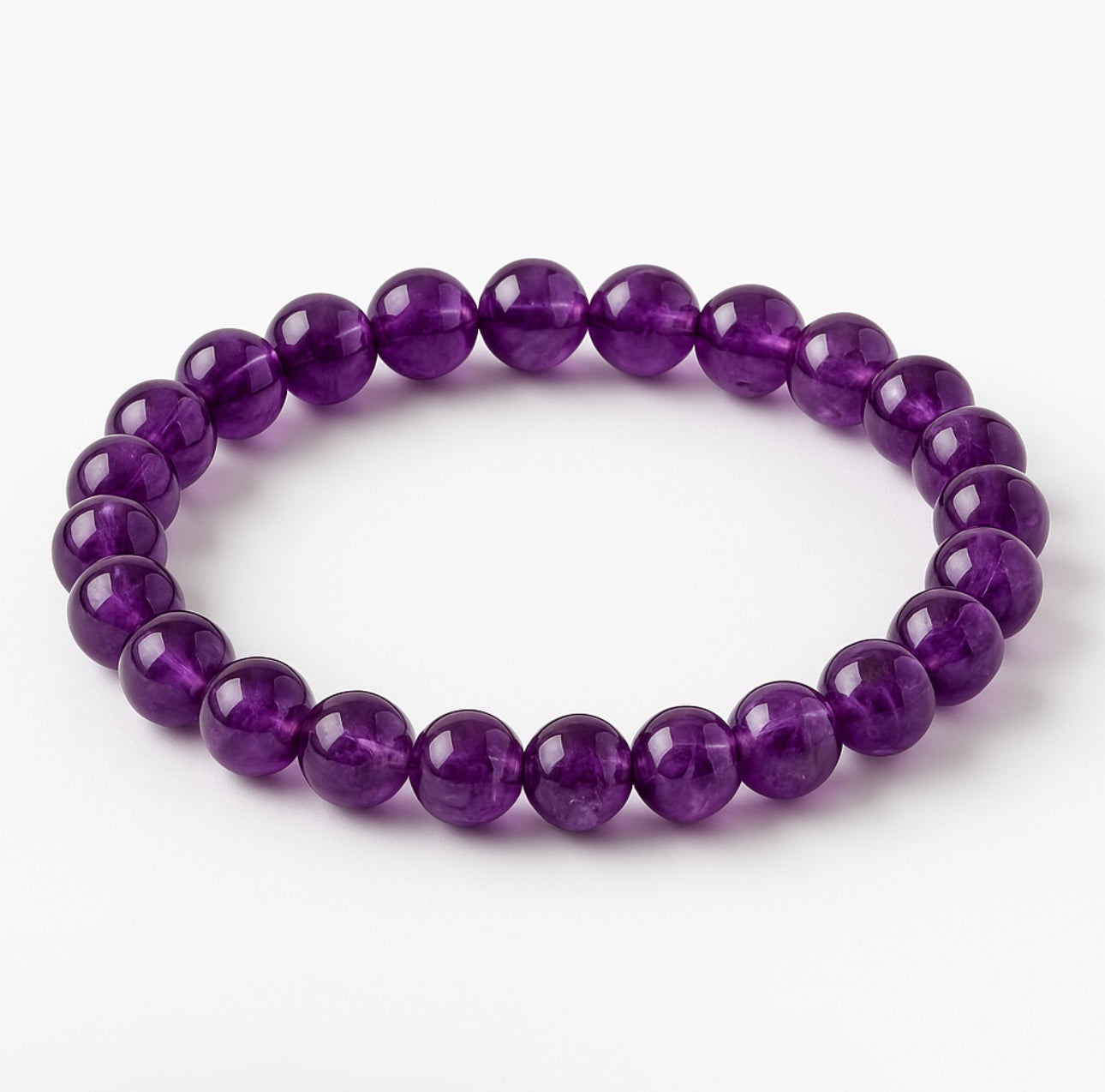Zambian Deep Amethyst Bracelet - Level 1 (AAA Grade) Natural Deep Violet Bracelet, High-Vibration Crown Chakra, Smooth Finish