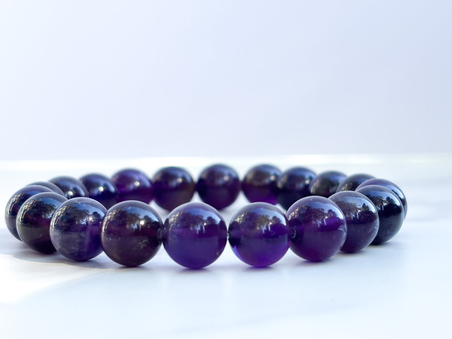 Natural (Not Dyed) Zambian Amethyst Bracelet 7” – Natural Deep Purple Crystal Healing Jewelry