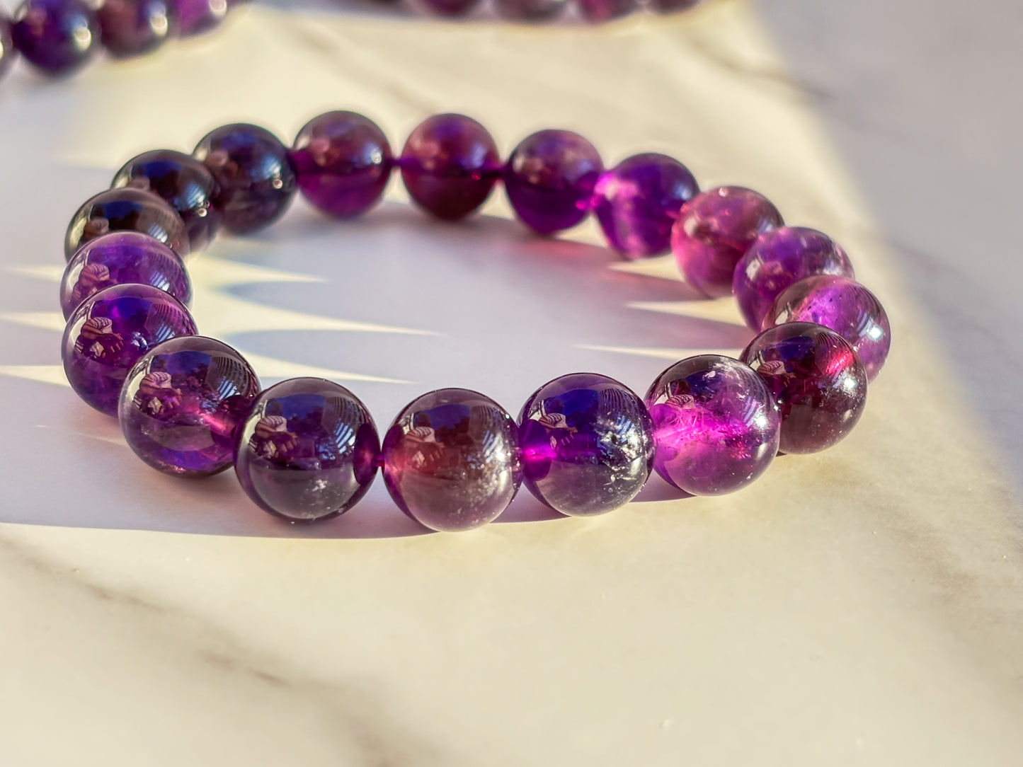 Zambian Deep Amethyst Bracelet - Level 1 (AAA Grade) Natural Deep Violet Bracelet, High-Vibration Crown Chakra, Smooth Finish