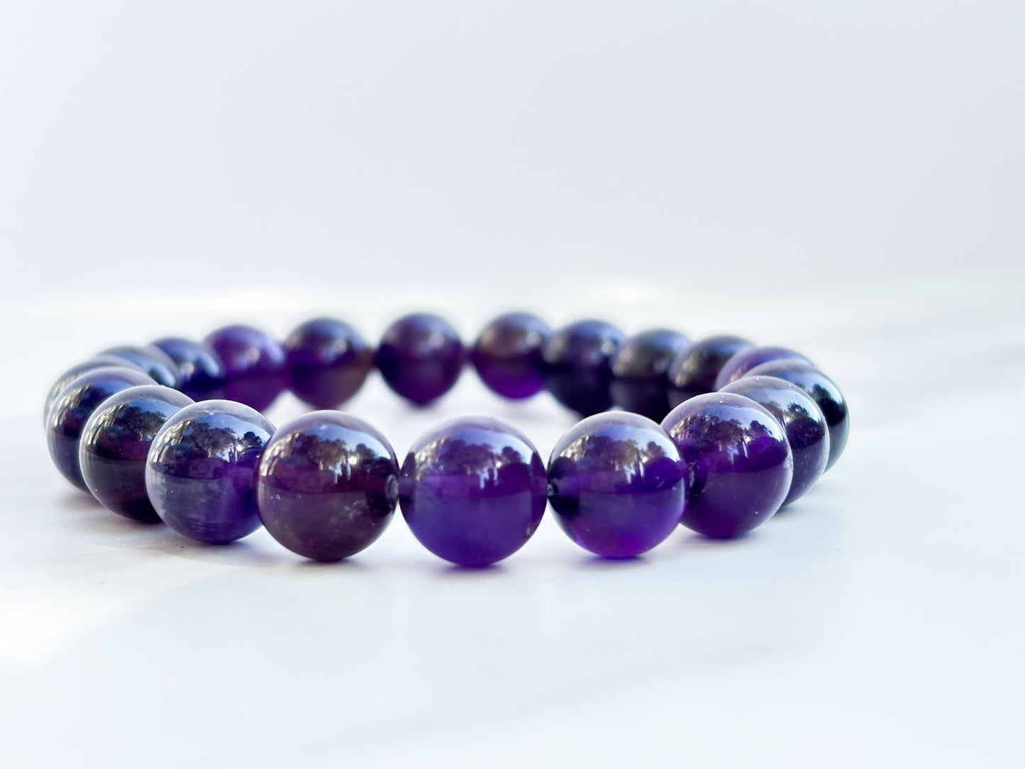 Natural (Not Dyed) Zambian Amethyst Bracelet 7” – Natural Deep Purple Crystal Healing Jewelry