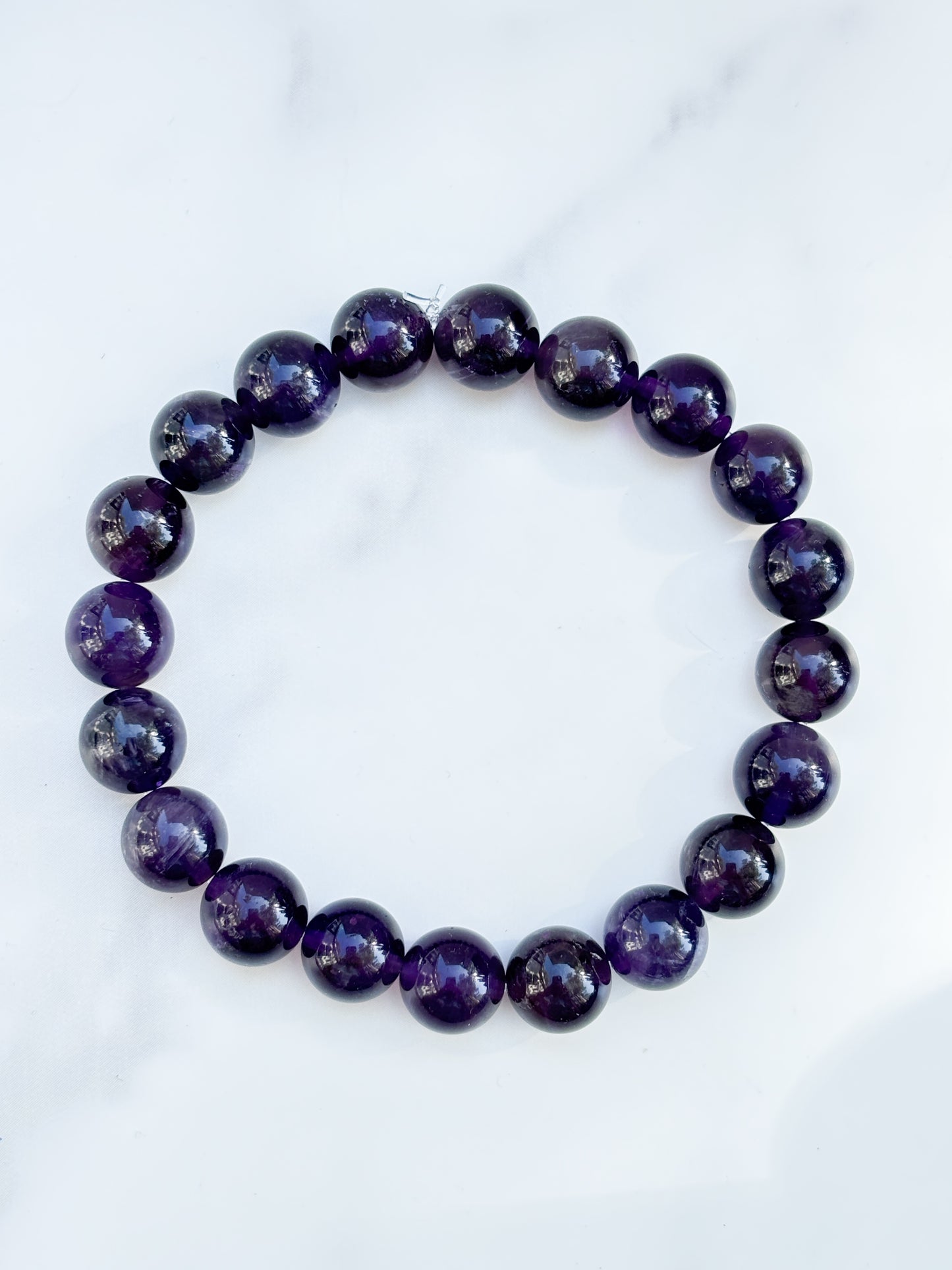 Natural (Not Dyed) Zambian Amethyst Bracelet 7” – Natural Deep Purple Crystal Healing Jewelry