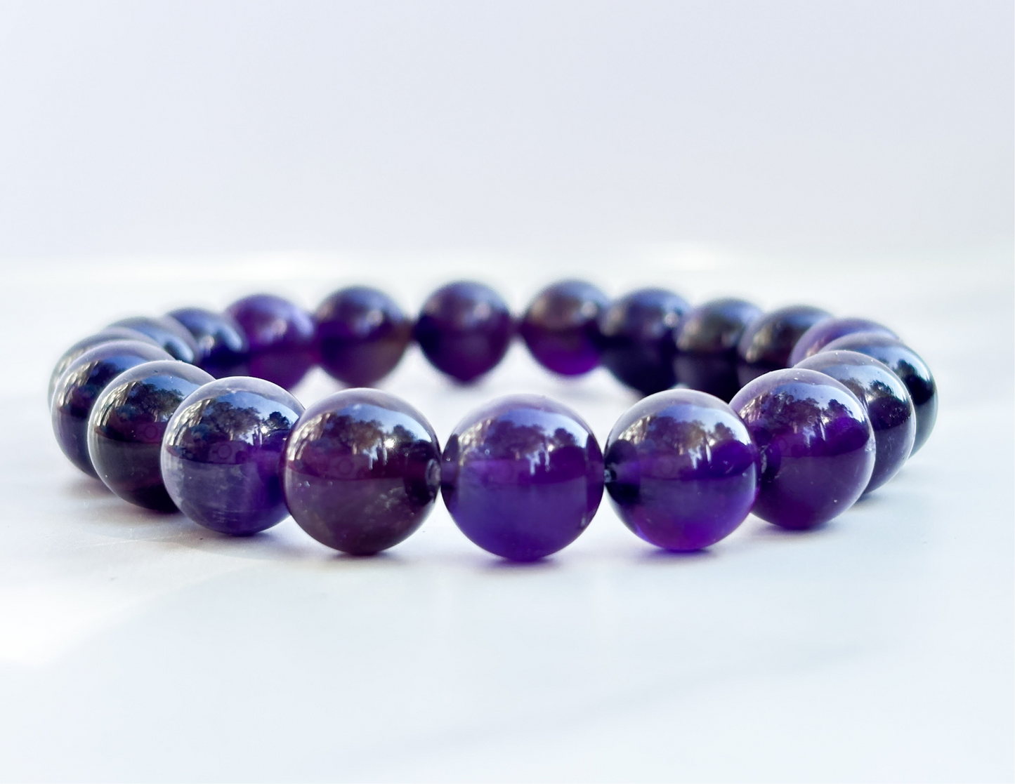 Natural (Not Dyed) Zambian Amethyst Bracelet 7” – Natural Deep Purple Crystal Healing Jewelry