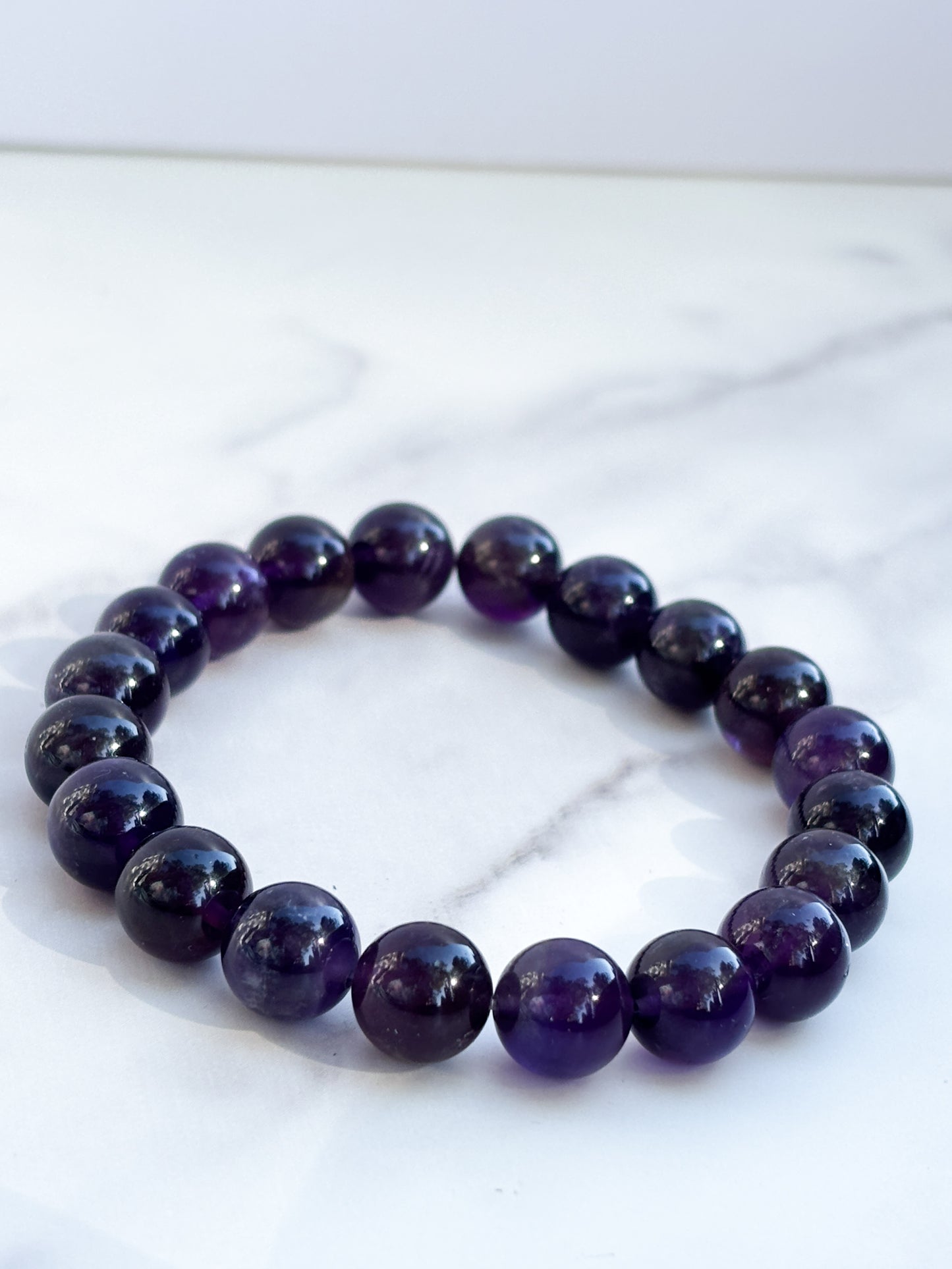 Natural (Not Dyed) Zambian Amethyst Bracelet 7” – Natural Deep Purple Crystal Healing Jewelry