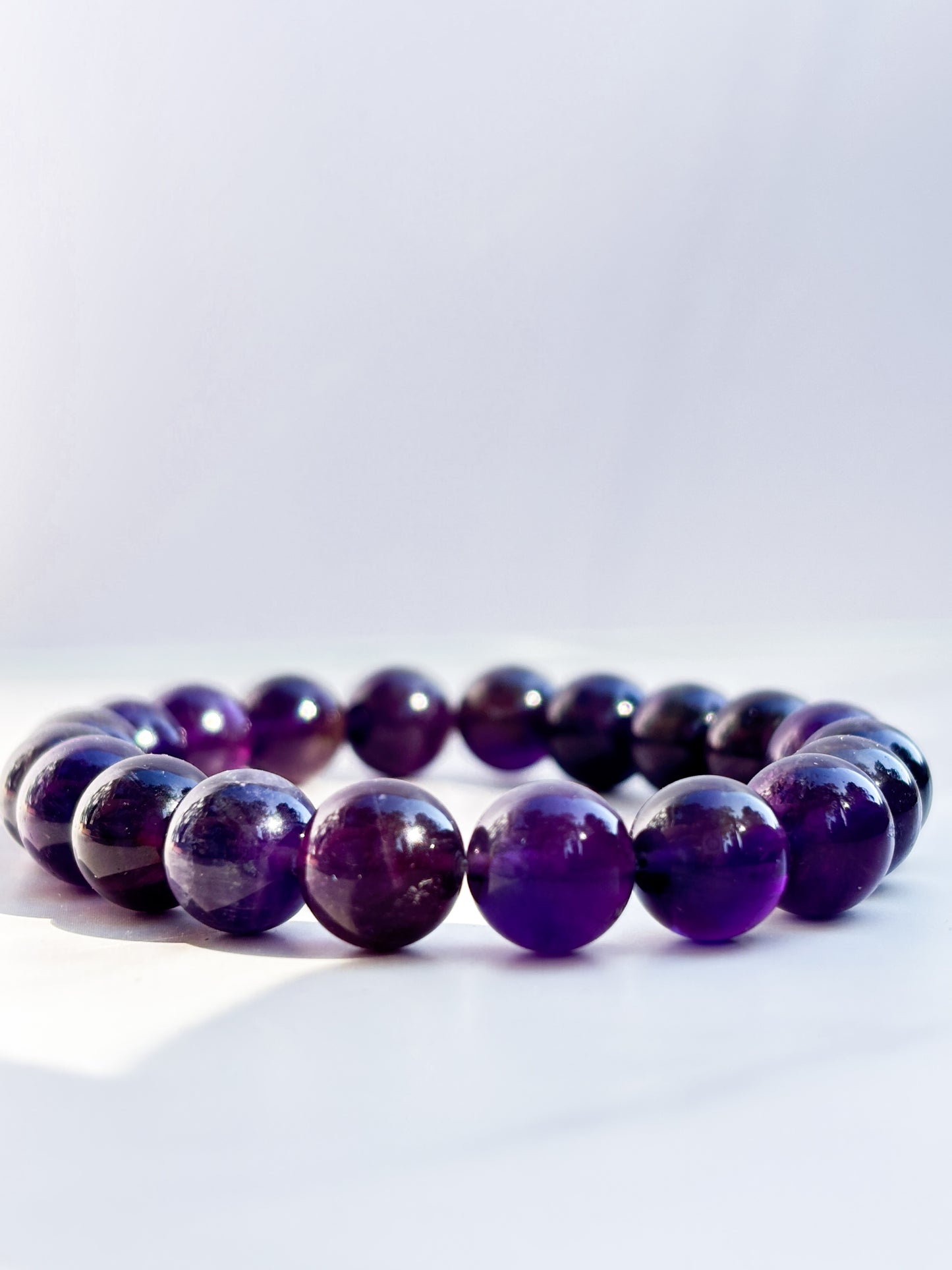 Natural (Not Dyed) Zambian Amethyst Bracelet 7” – Natural Deep Purple Crystal Healing Jewelry
