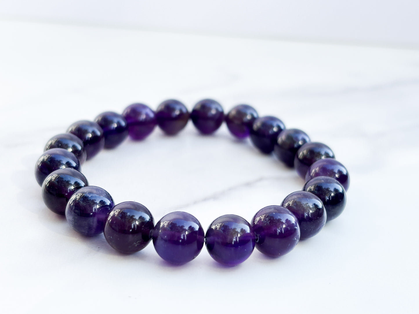 Natural (Not Dyed) Zambian Amethyst Bracelet 7” – Natural Deep Purple Crystal Healing Jewelry