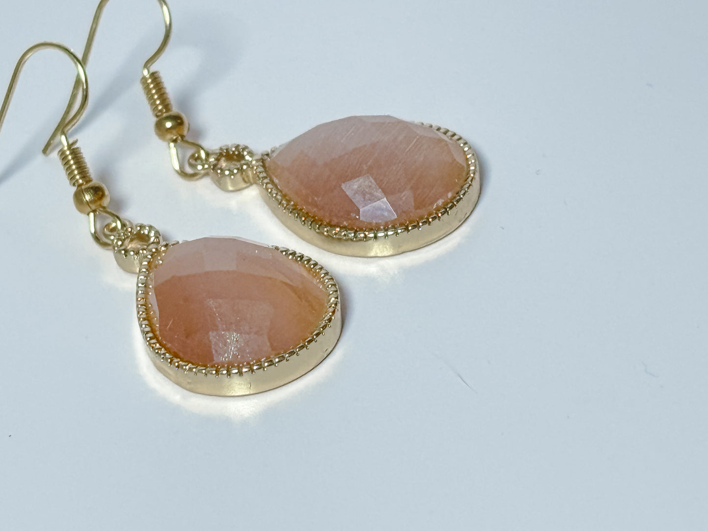 Pink Cats Eye Teardrop Earrings