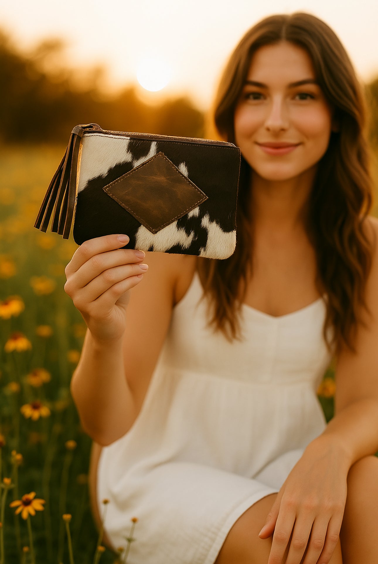 The Daisy Black Wristlet — Bold Beauty with a Western Edge