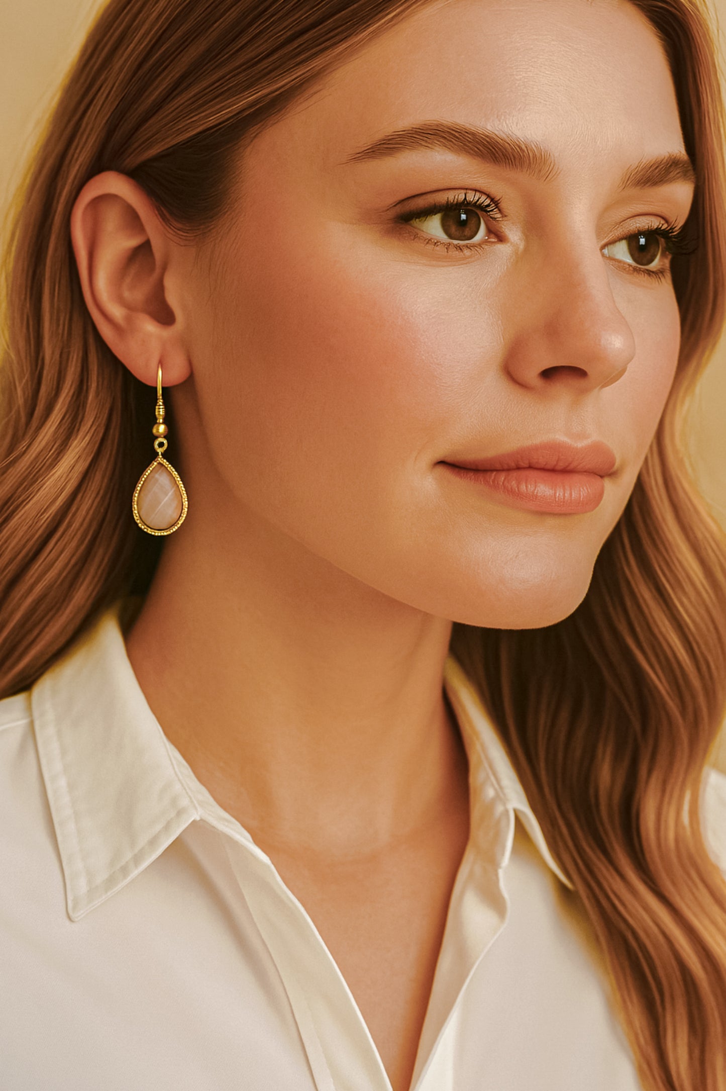 Pink Cats Eye Teardrop Earrings